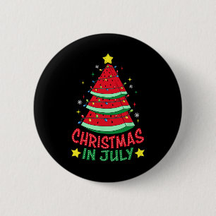 7月のクリスマススイカのクリスマスツリー夏の男性 缶バッジ