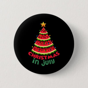 7月のクリスマススイカのクリスマスツリー夏の男性 缶バッジ