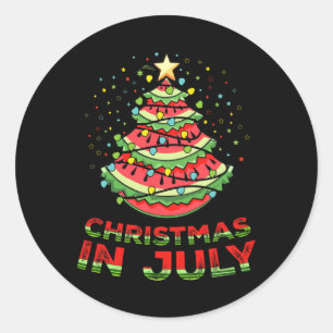 7月のクリスマススイカのクリスマスツリー夏1 ラウンドシール