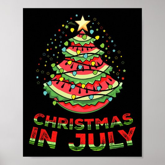 7月のクリスマススイカのクリスマスツリー夏 ポスター (正面)