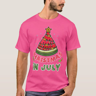 7月のクリスマススイカのクリスマスツリー Tシャツ