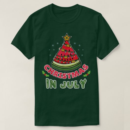 7月のクリスマススイカのクリスマスツリー Tシャツ (デザイン正面)