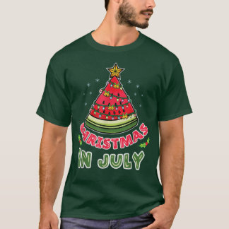 7月のクリスマススイカのクリスマスツリー Tシャツ