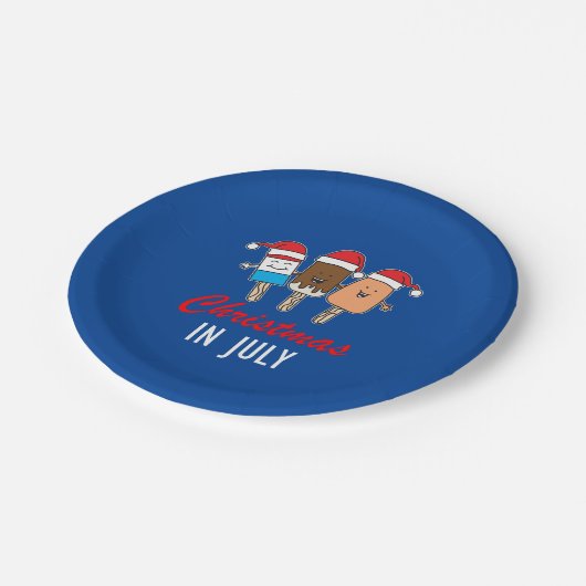 7月のクリスマススイートトリートレッドホワイトプレート ペーパープレート (アングル)