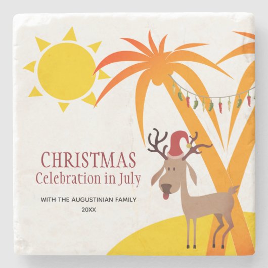 7月のクリスマスストーンコースター ストーンコースター (正面)