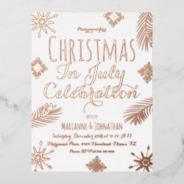 7月のクリスマススノーフレーク・フォイル押し込み 箔シーズンポストカード