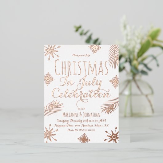 7月のクリスマススノーフレーク・フォイル押し込み 箔シーズンポストカード (立ち正面)