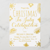 7月のクリスマススノーフレーク・レッドが圧搾 箔招待状 (正面)