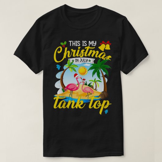 7月のクリスマスタンクトップおもしろいビーチ夏のクリスマス Tシャツ (デザイン正面)