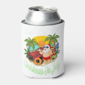 7月のクリスマスティーサンタおもしろいサマービーチ 缶クーラー (缶正面)