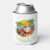 7月のクリスマスティーサンタおもしろいサマービーチ 缶クーラー (缶裏面)