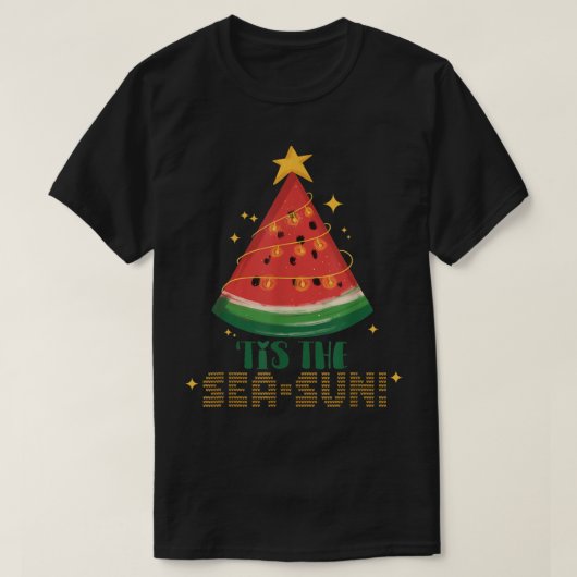 7月のクリスマスティースイカパーティークリスマス Tシャツ (デザイン正面)