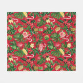 7月のクリスマストロピカルパターン フリースブランケット (正面(横))