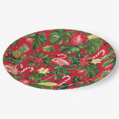 7月のクリスマストロピカルパターン ペーパープレート (アングル)