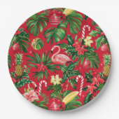 7月のクリスマストロピカルパターン ペーパープレート (正面)