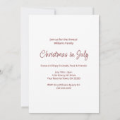 7月のクリスマストロピカルパームツリーズビーチパーティー 招待状 (裏面)