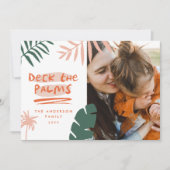 7月のクリスマストロピカルヤシの木の写真モダン。 シーズンカード (正面)