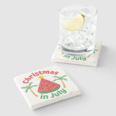7月のクリスマスナプキンズガラスコースター ストーンコースター (横)
