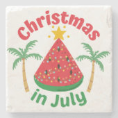 7月のクリスマスナプキンズガラスコースター ストーンコースター (正面)