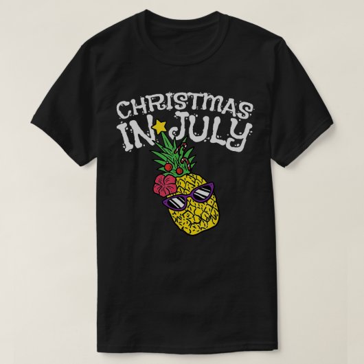 7月のクリスマスパイナップルおもしろい夏の熱帯 Tシャツ (デザイン正面)