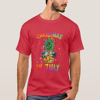 7月のクリスマスパイナップルクリスマスツリーサマーバカ Tシャツ