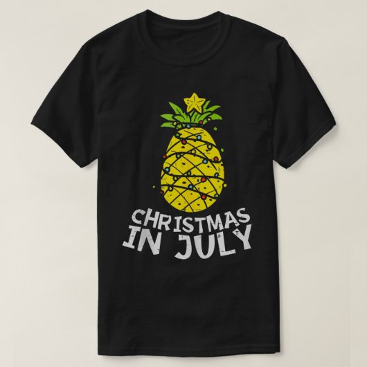 7月のクリスマスパイナップルクリスマスツリー夏の男性W Tシャツ (デザイン正面)