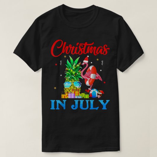 7月のクリスマスパイナップルクリスマスツリー Tシャツ (デザイン正面)