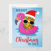 7月のクリスマスパイナップルサンタスハッフラミンゴホ シーズンポストカード (正面/裏面)