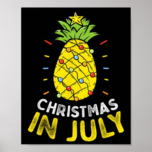 7月のクリスマスパイナップルツリー夏のパーティー子供 ポスター (正面)