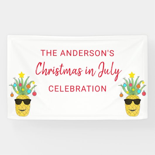 7月のクリスマスパイナップルパーソナライズされた 横断幕 (横)