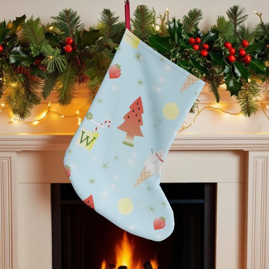 7月のクリスマスパターンクリスマスストッキング ラージクリスマスストッキング