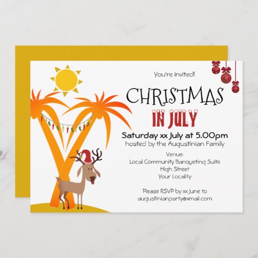 7月のクリスマスパーティの招待状 招待状 (正面/裏面)