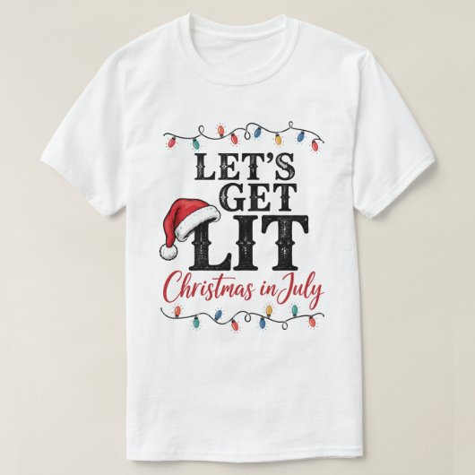 7月のクリスマスパーティーで盛り上がろう! Tシャツ (デザイン正面)