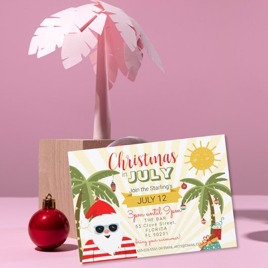 7月のクリスマスパーティーの招待状、楽しい夏のパーティー Inv 招待状