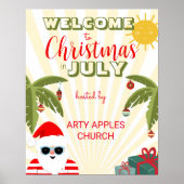 7月のクリスマスパーティーの楽しいサマーパーティーサイン ポスター (正面)