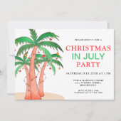 7月のクリスマスパーティーヤシの木 招待状 (正面)