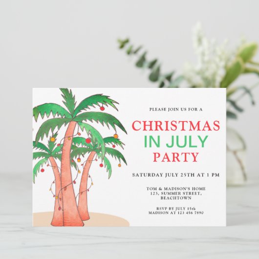 7月のクリスマスパーティーヤシの木 招待状 (スタンド正面)