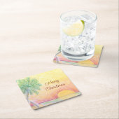 7月のクリスマスパーティー熱帯ビーチ カラフル スクエアペーパーコースター (インサイチュ)