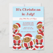 7月のクリスマスパーティー　ジンジャーブレッドサンタの招待状 招待状 (正面)