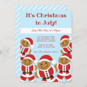 7月のクリスマスパーティー　ジンジャーブレッドサンタの招待状 招待状 (正面/裏面)