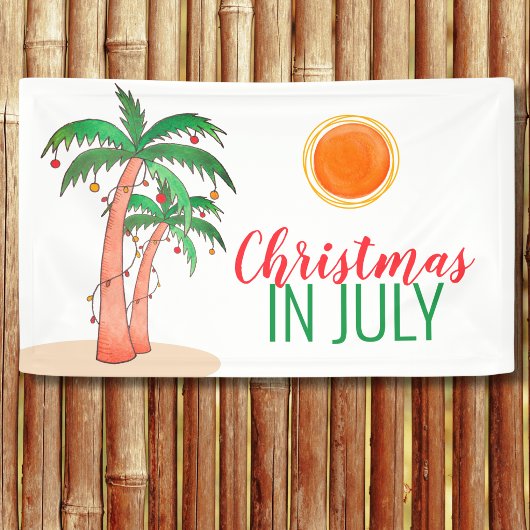 7月のクリスマスパーティー ヤシの木バナー 横断幕