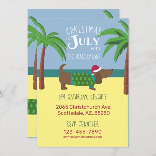 7月のクリスマスパーティー 招待状 (正面/裏面)