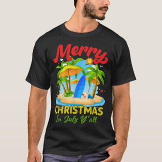 7月のクリスマスパームツリークリスマスツリービーチ夏 Tシャツ