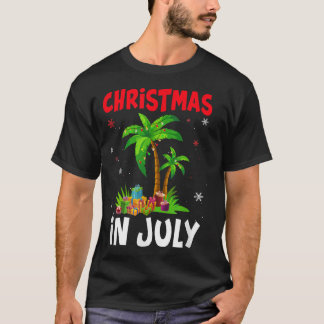 7月のクリスマスパームツリークリスマスツリービーチ夏 Tシャツ