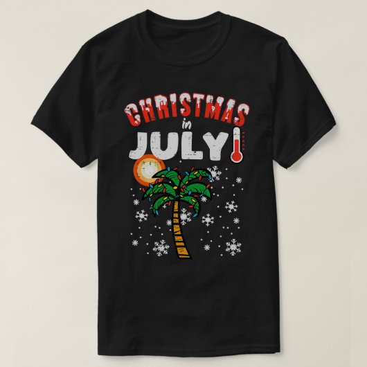 7月のクリスマスパームツリークリスマスビーチ夏の男性 Tシャツ (デザイン正面)