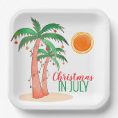 7月のクリスマスパームツリーズパーティー紙プレート ペーパープレート (正面)