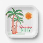 7月のクリスマスパームツリーズパーティー紙プレート ペーパープレート (正面)