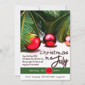 7月のクリスマスパームツリーレッドオーナメントトロピカル 招待状 (正面)
