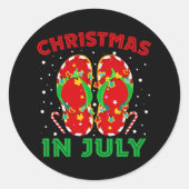 7月のクリスマスビーチサンダルおもしろいビーチ夏 ラウンドシール (正面)