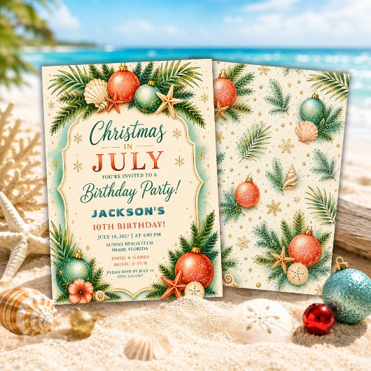 7月のクリスマスビーチバースデー 招待状